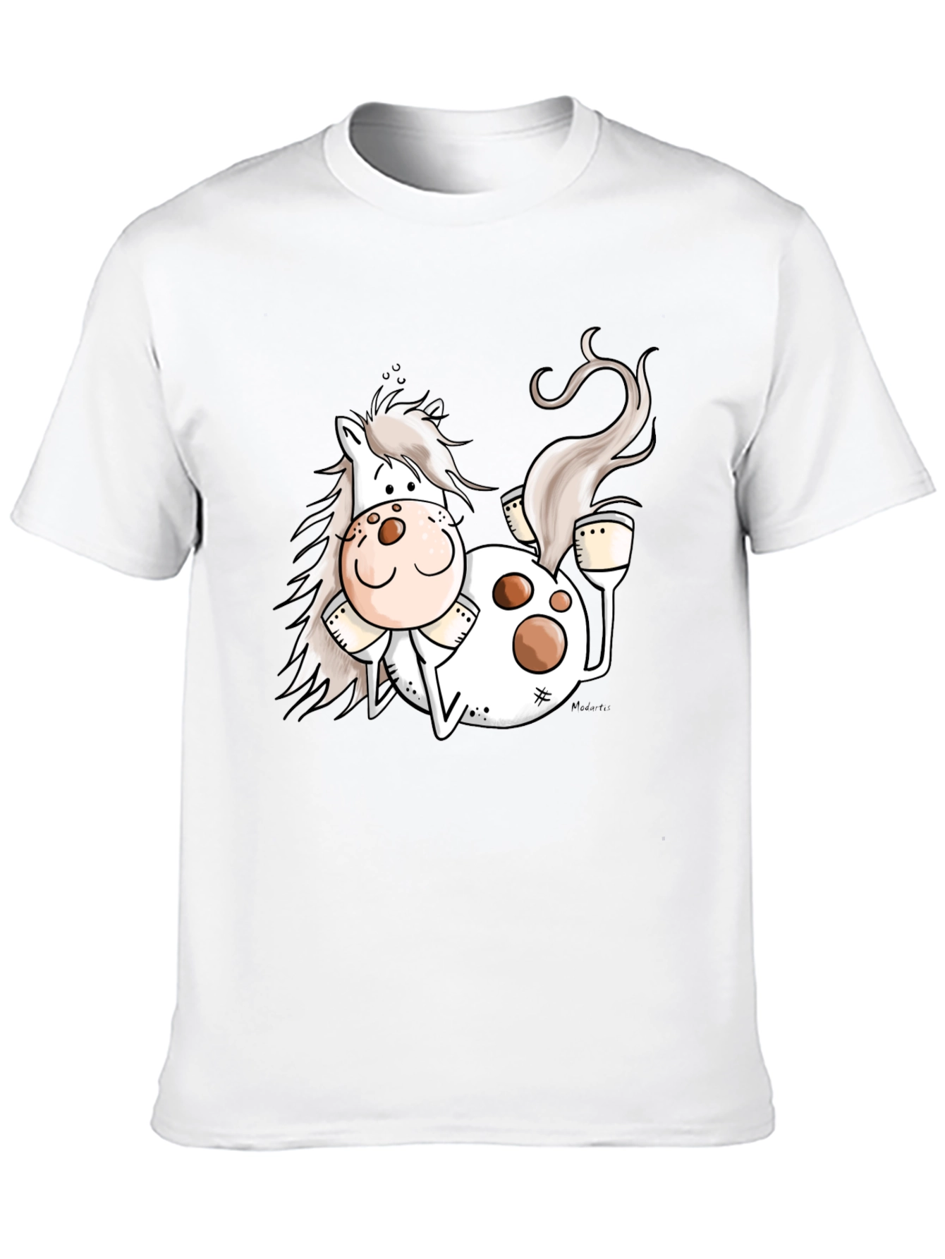 Funny Horse Cartoon Graphic Black T-Shirt