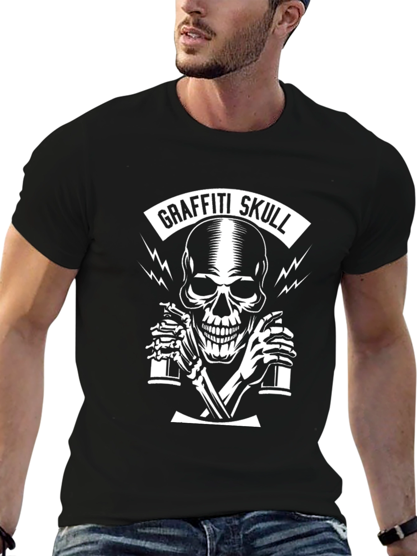 Graffiti Skull T-Shirt - Black Graphic Tee