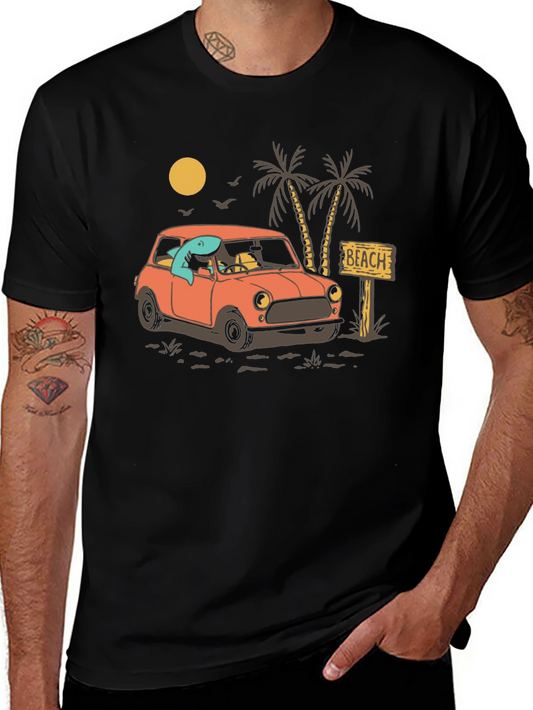 Shark Beach Trip Graphic Tee - Cool Car Design