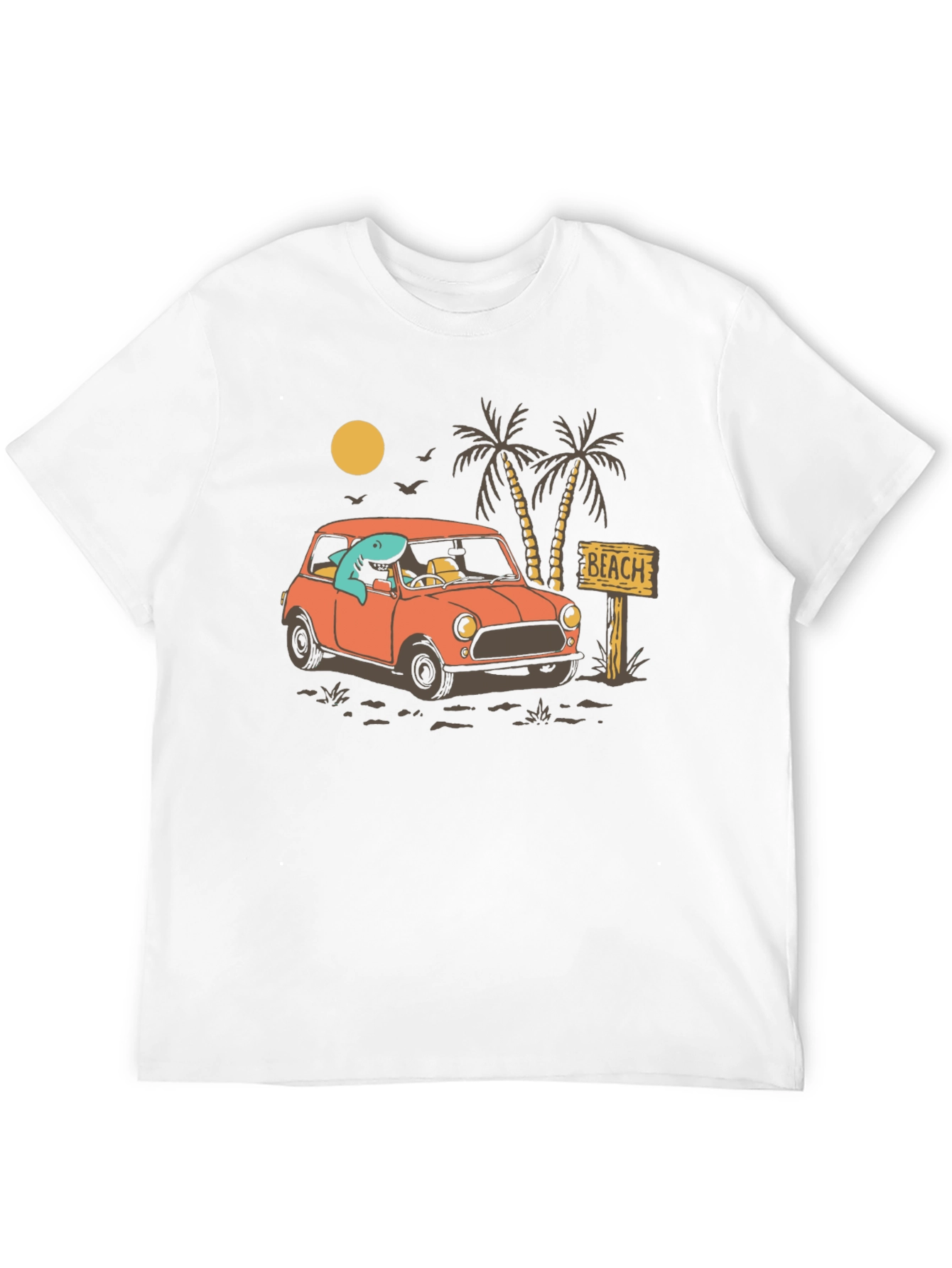 Shark Beach Trip Graphic Tee - Cool Car Design