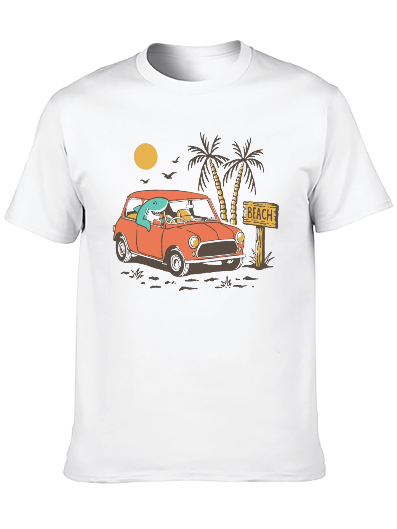Shark Beach Trip Graphic Tee - Cool Car Design