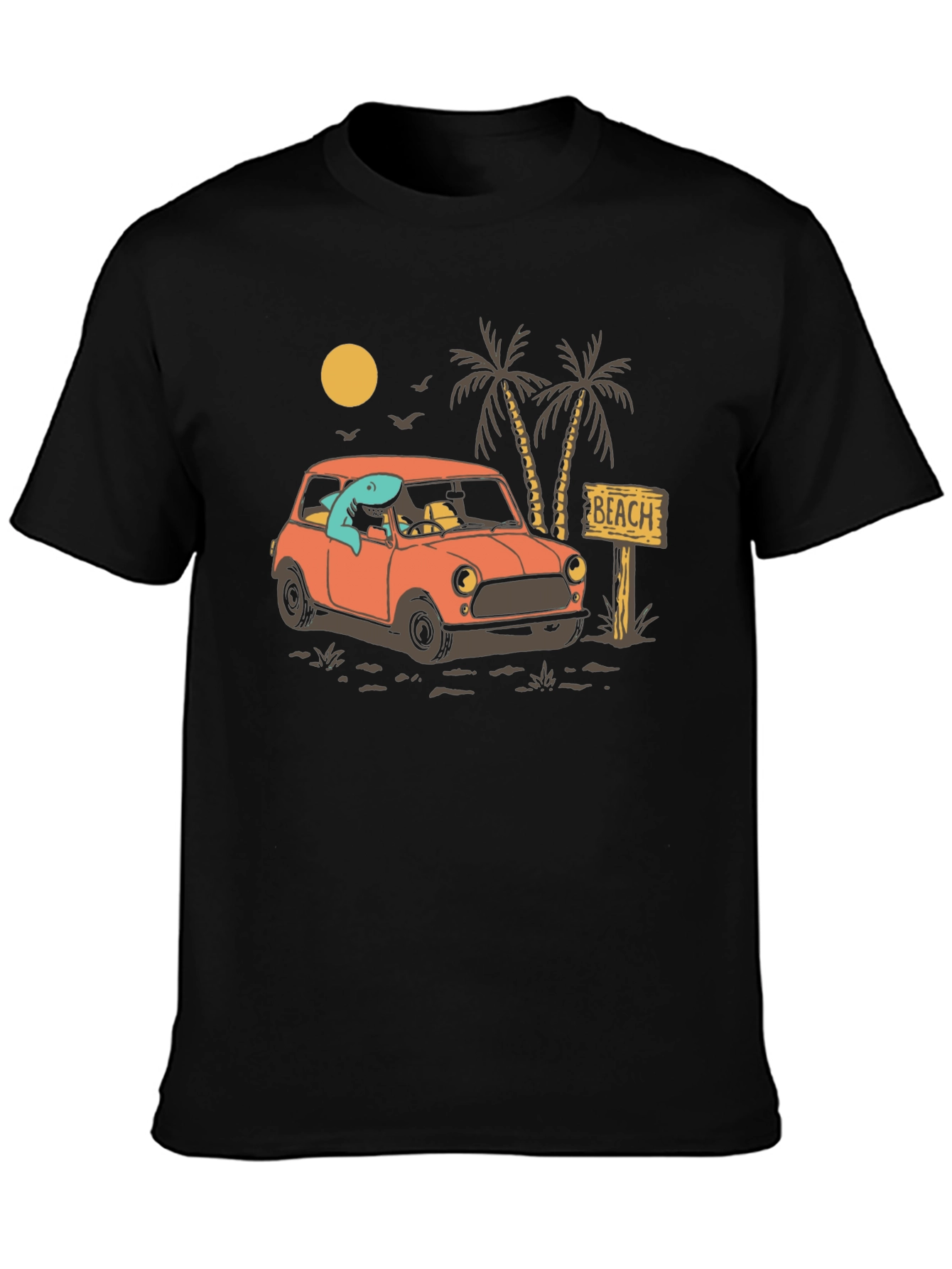 Shark Beach Trip Graphic Tee - Cool Car Design