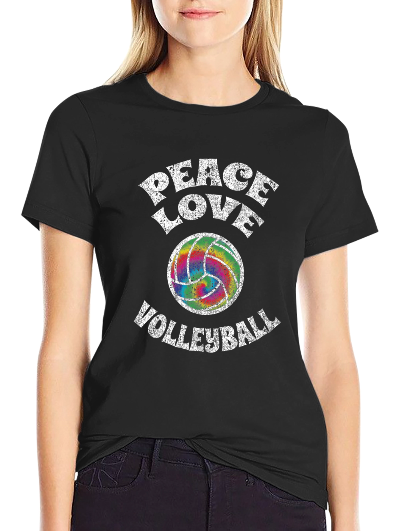 Peace Love Volleyball Graphic T-Shirt