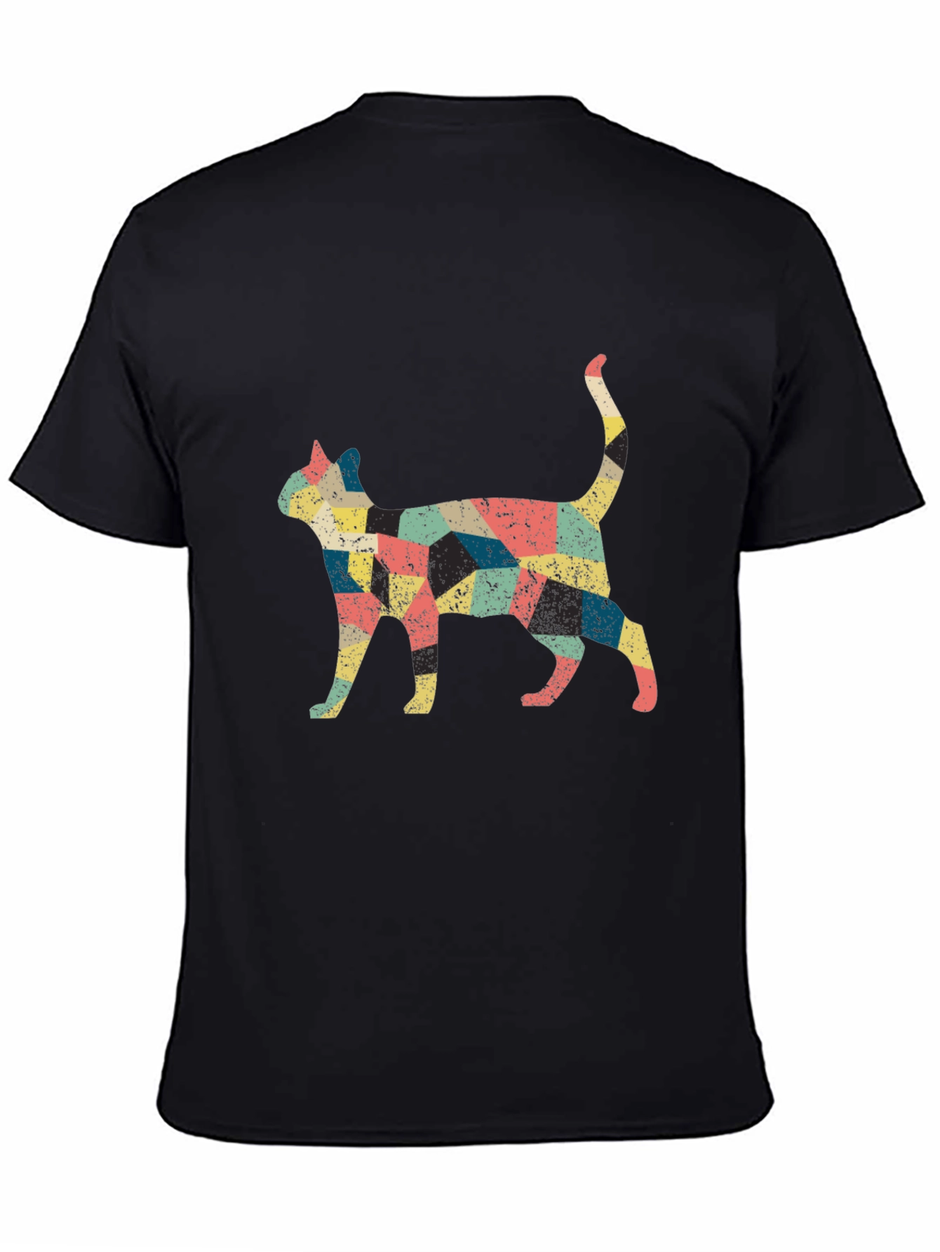 Retro Cat Graphic Black T-Shirt