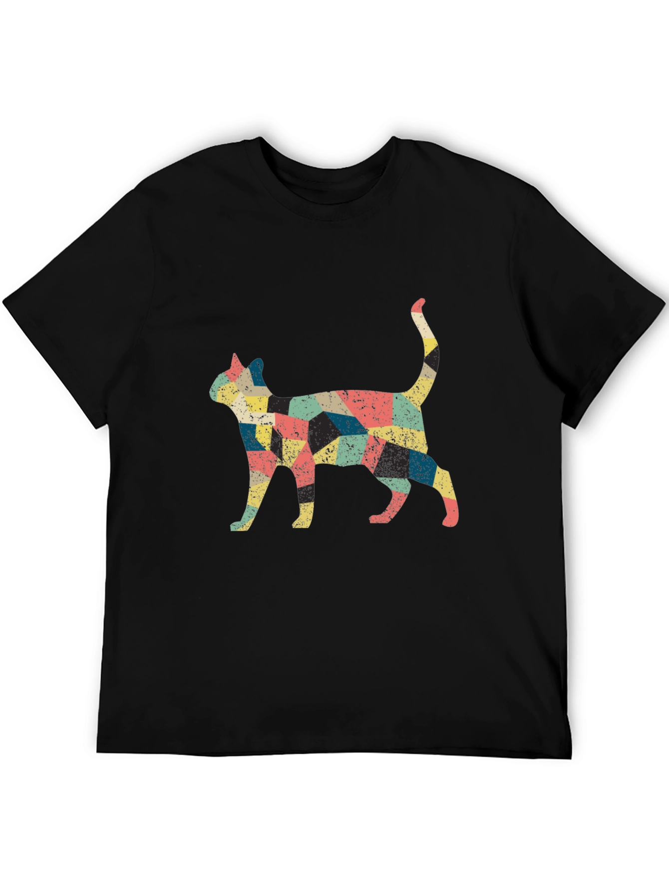 Retro Cat Graphic Black T-Shirt