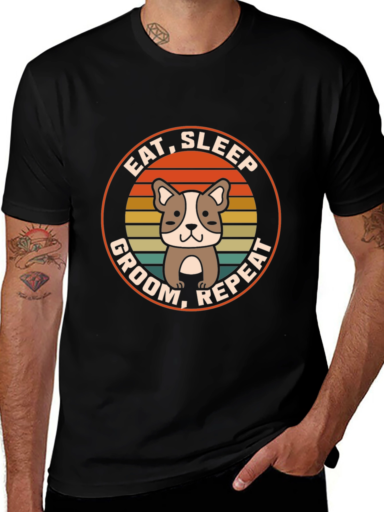 Eat Sleep Groom Repeat Dog T-Shirt