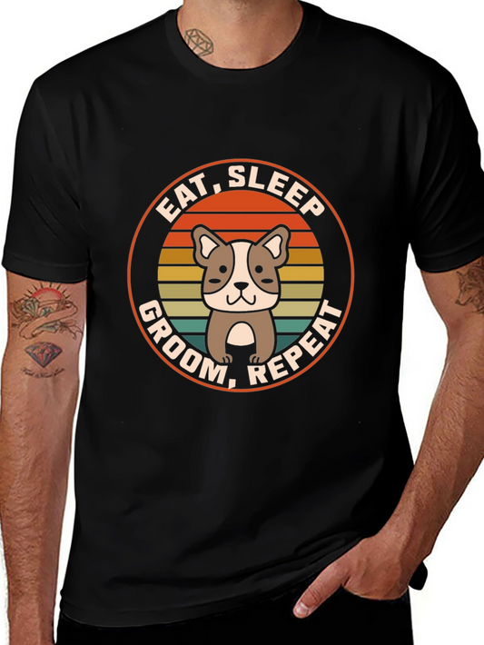 Eat Sleep Groom Repeat Dog T-Shirt
