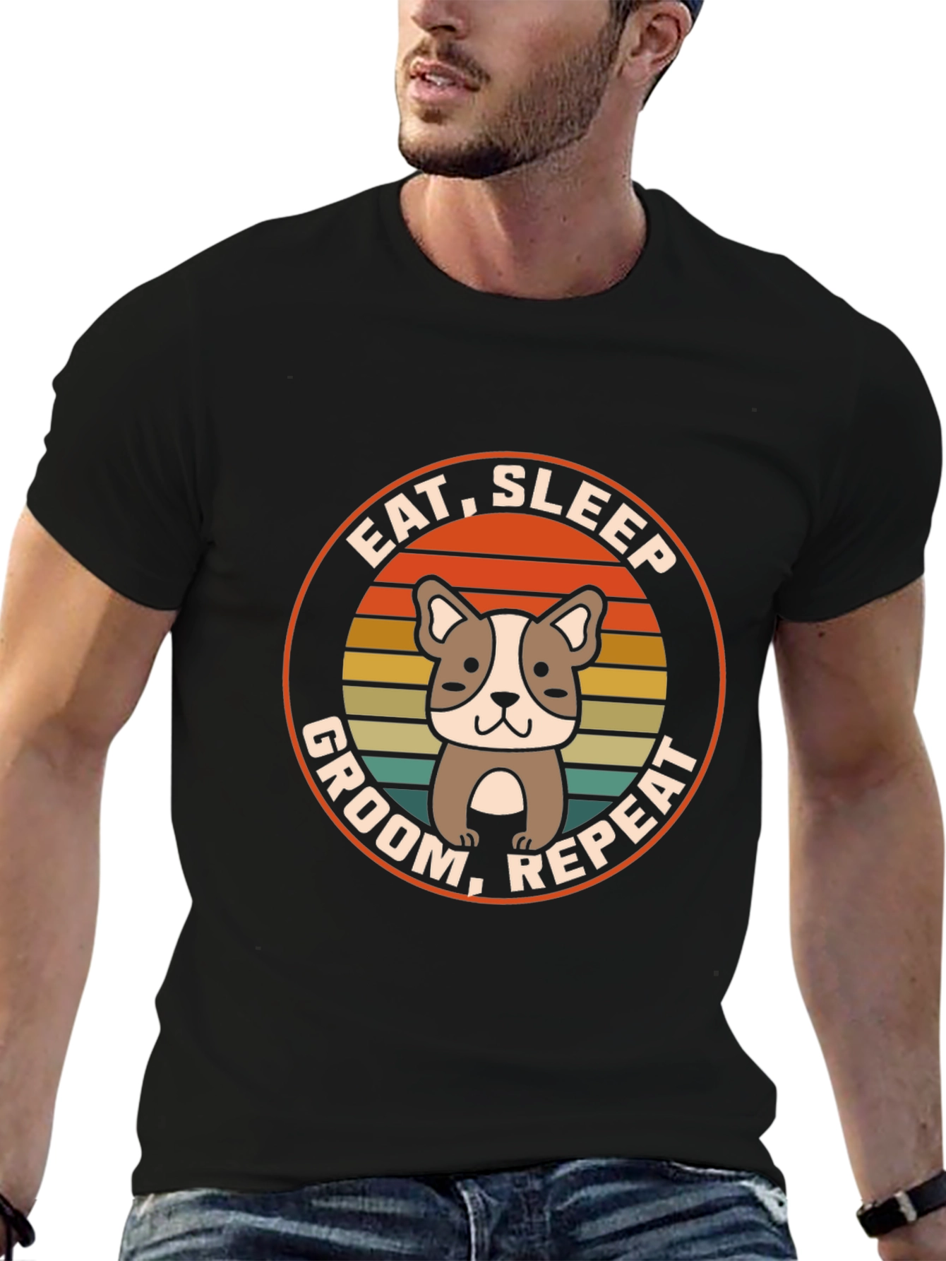 Eat Sleep Groom Repeat Dog T-Shirt