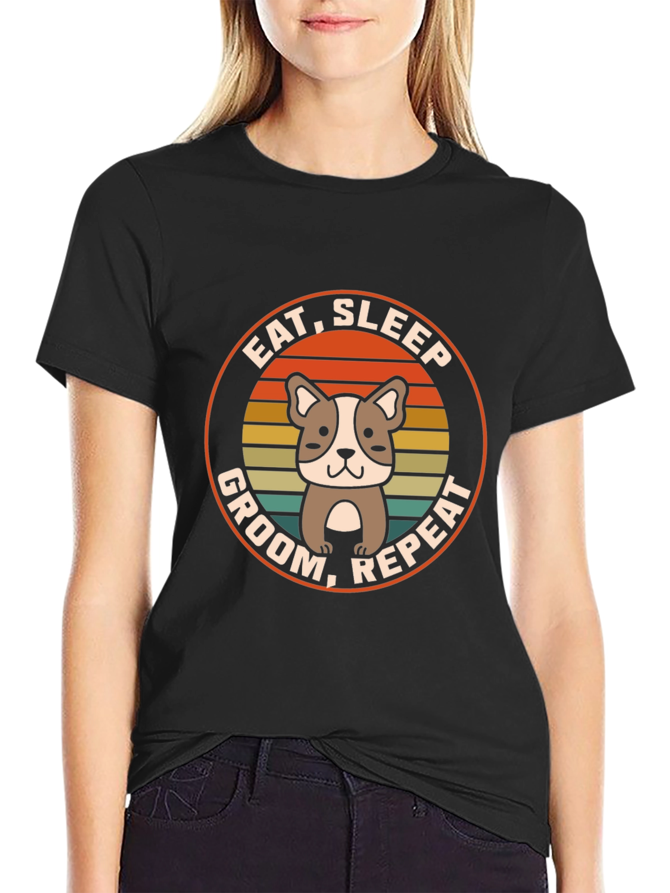 Eat Sleep Groom Repeat Dog T-Shirt