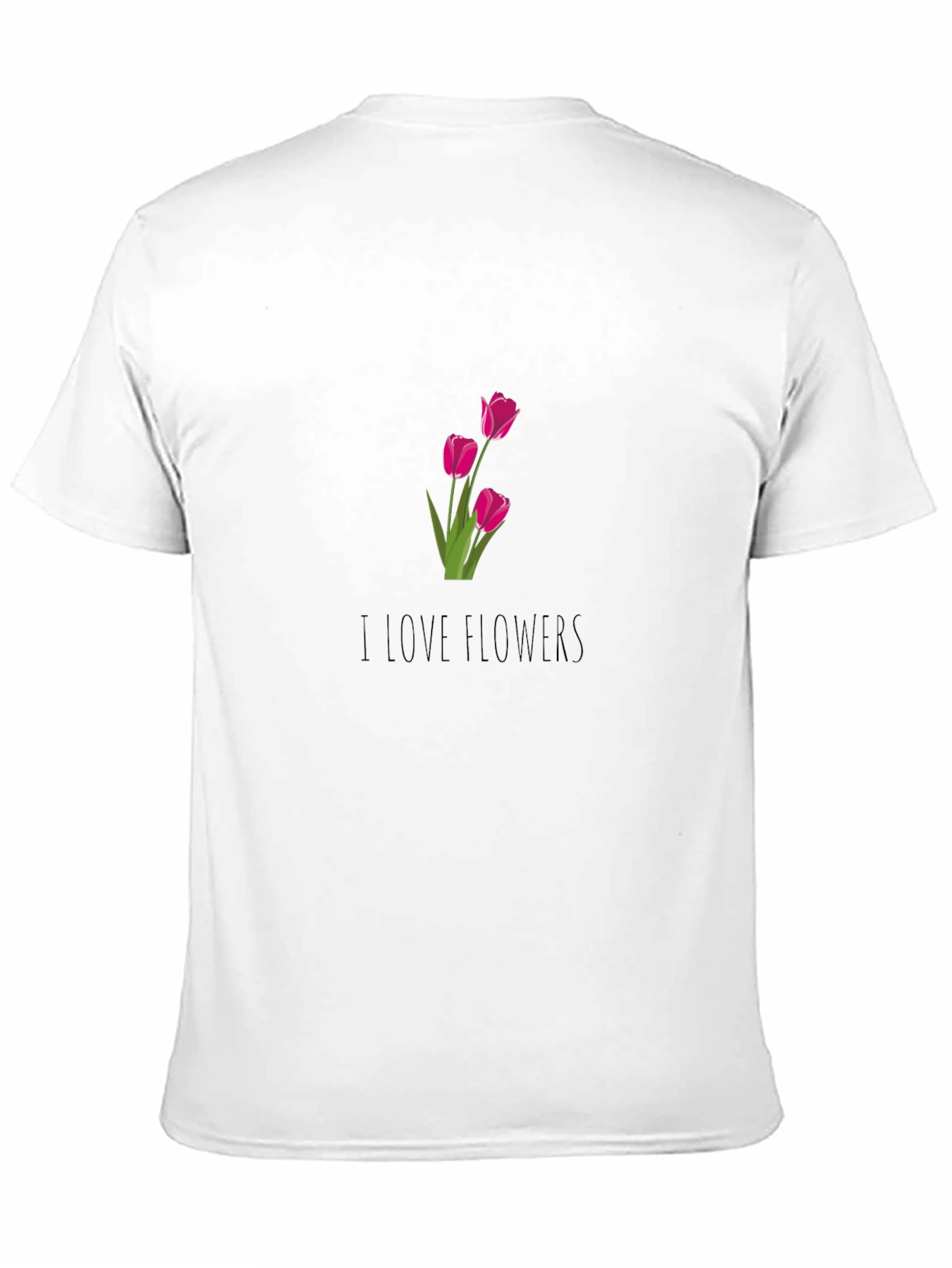 I Love Flowers Graphic Tee - Black Cotton T-Shirt