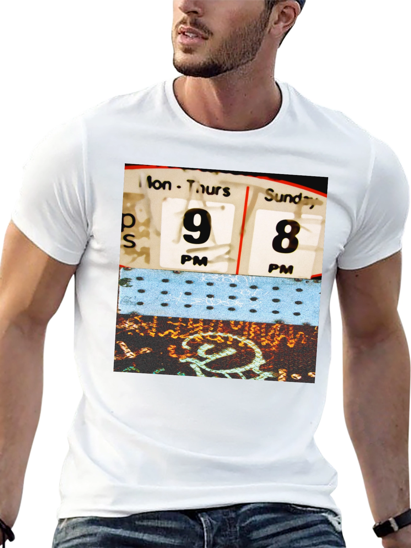 Retro Schedule Graphic Print Black T-Shirt