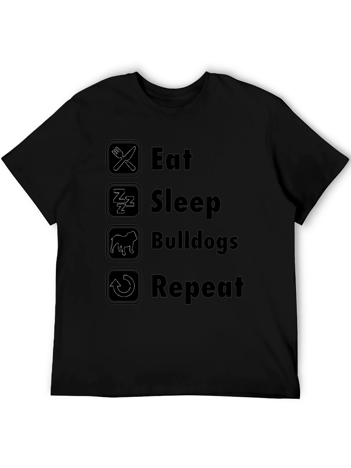 Eat Sleep Bulldogs Repeat Black T-Shirt