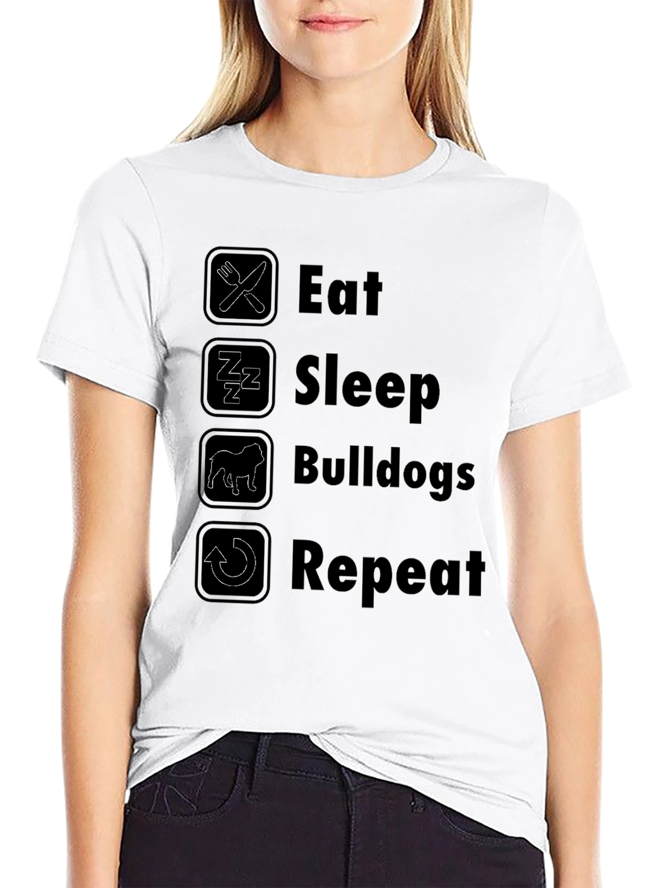 Eat Sleep Bulldogs Repeat Black T-Shirt