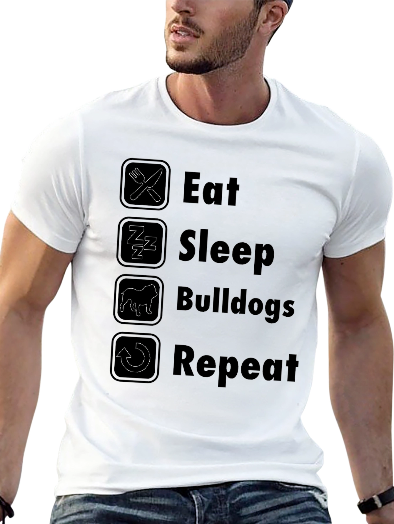 Eat Sleep Bulldogs Repeat Black T-Shirt