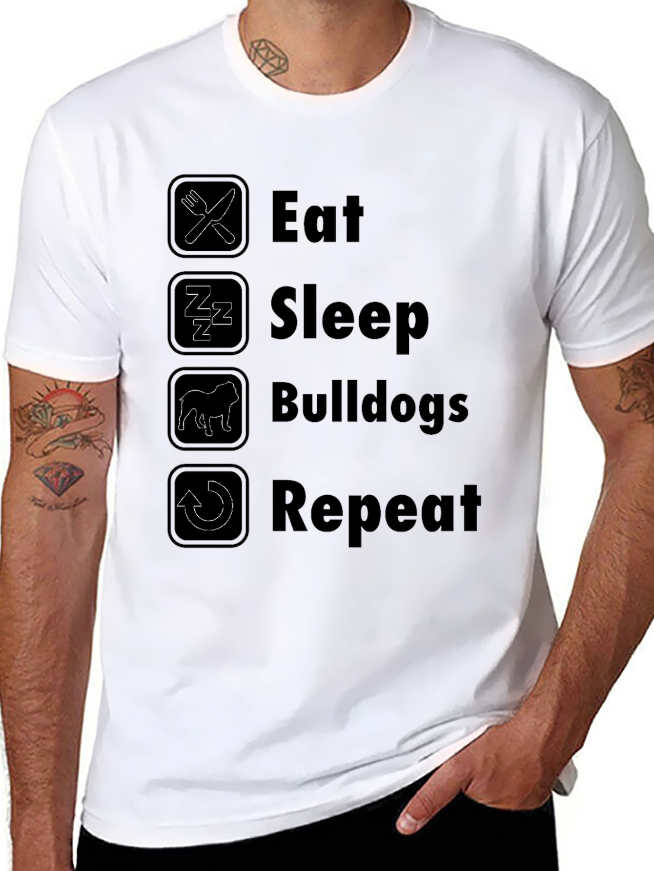 Eat Sleep Bulldogs Repeat Black T-Shirt
