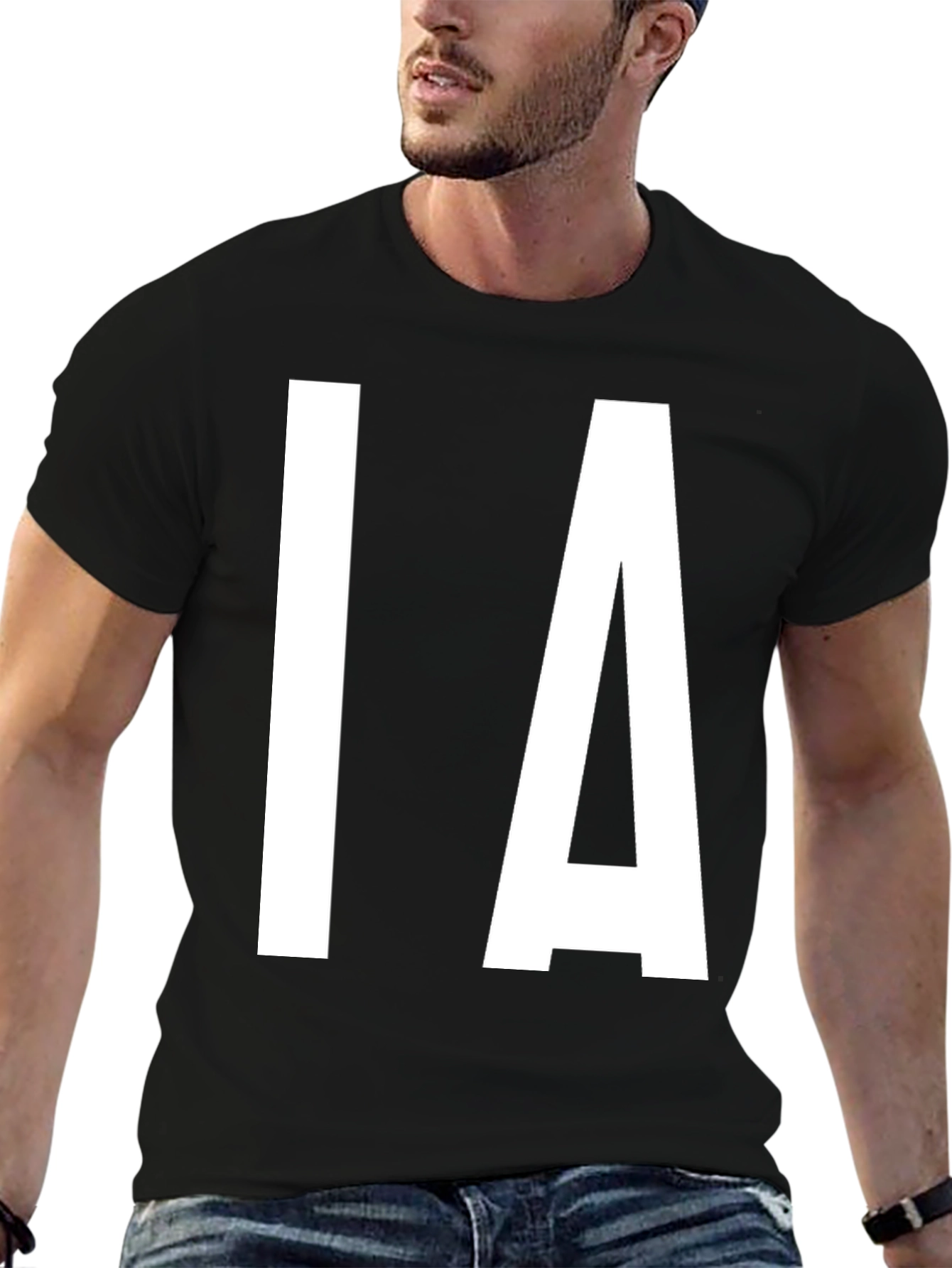 IA Bold Letter T-Shirt - Black Cotton Tee