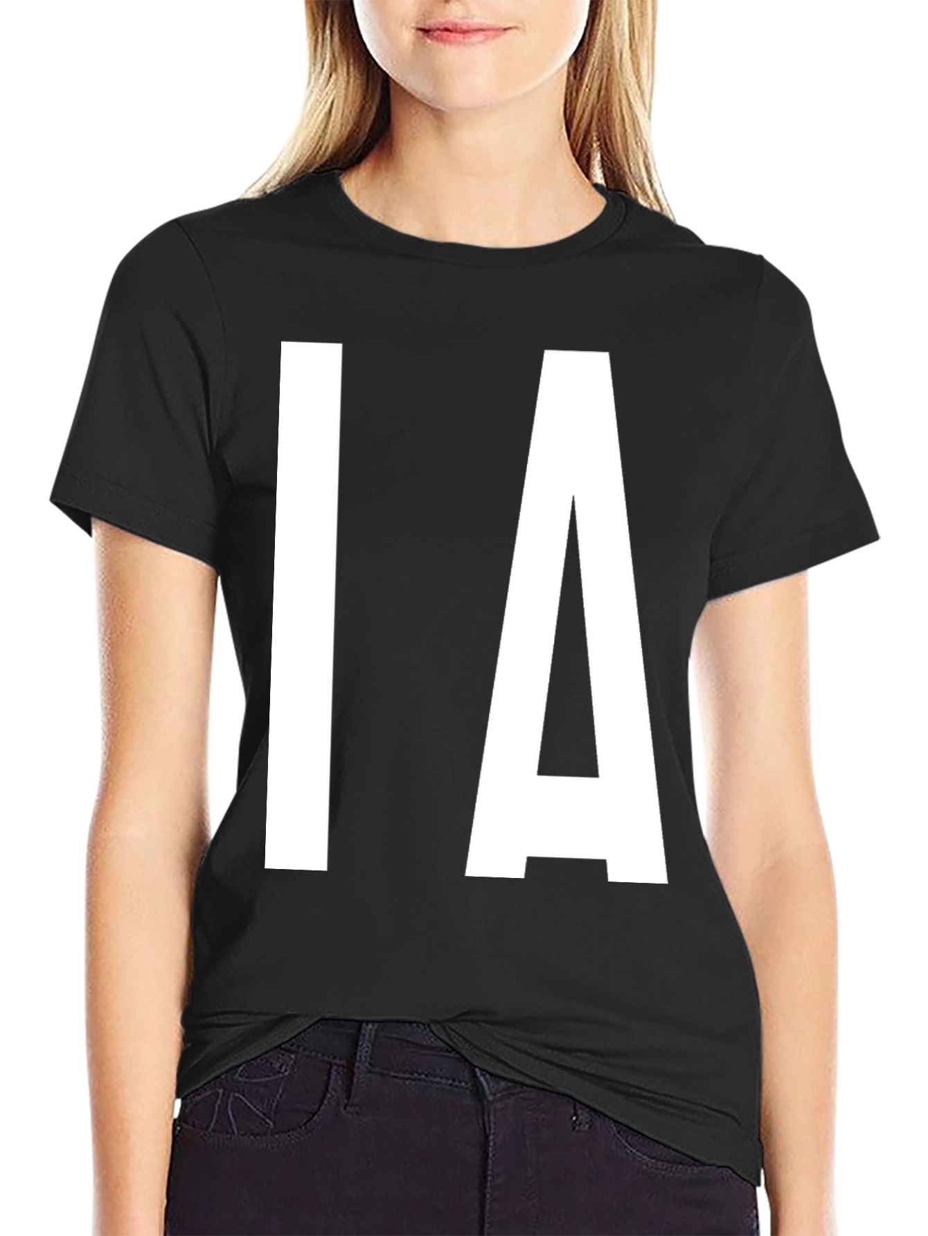 IA Bold Letter T-Shirt - Black Cotton Tee