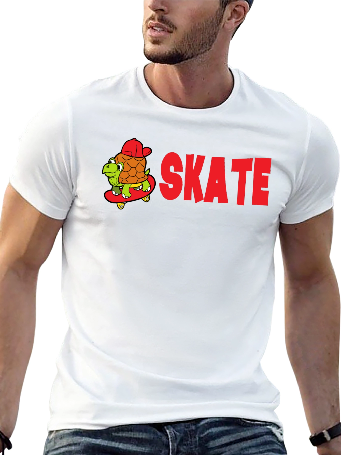 Skateboarding Turtle Graphic Tee - Fun Cartoon Design