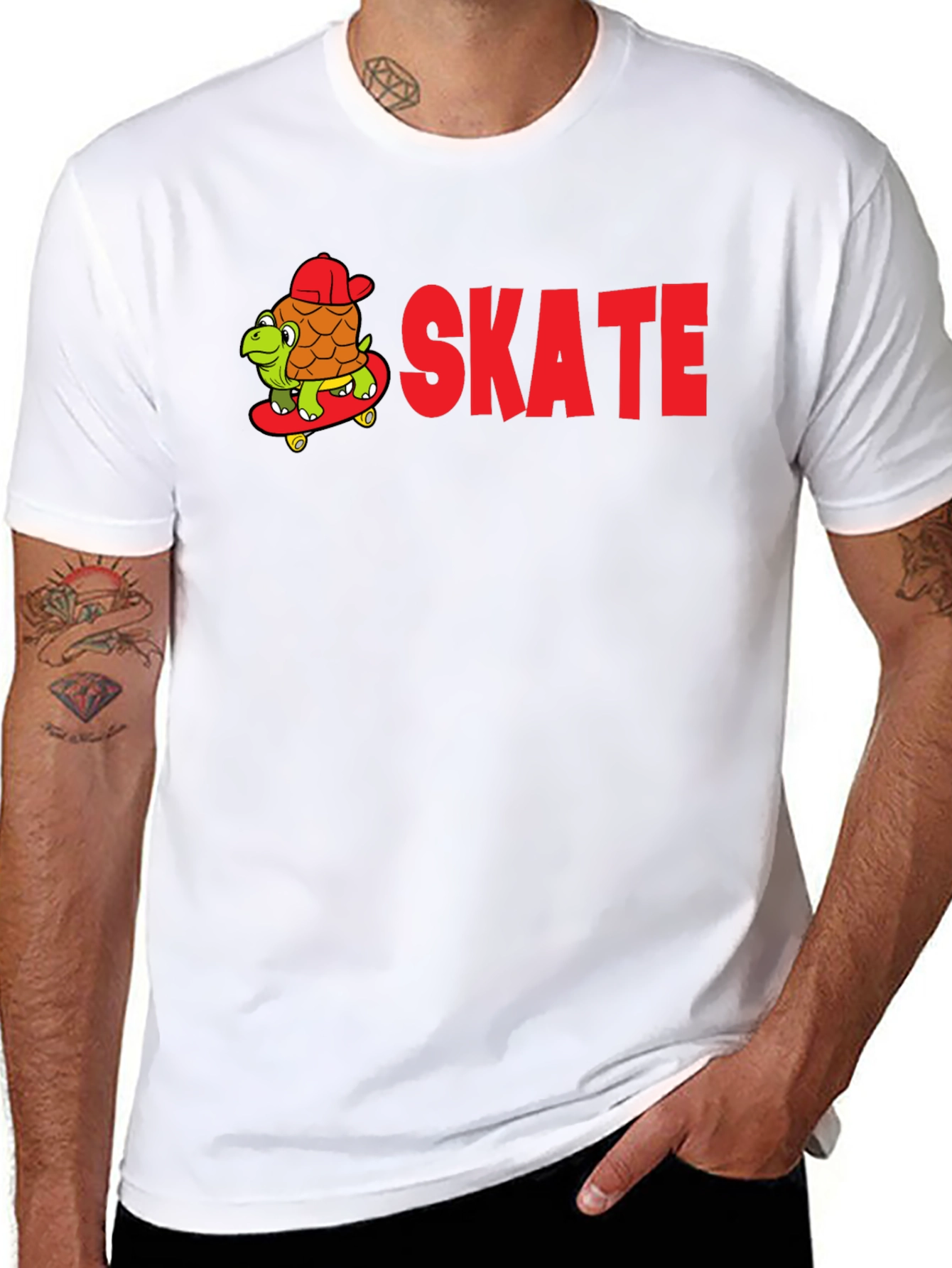 Skateboarding Turtle Graphic Tee - Fun Cartoon Design