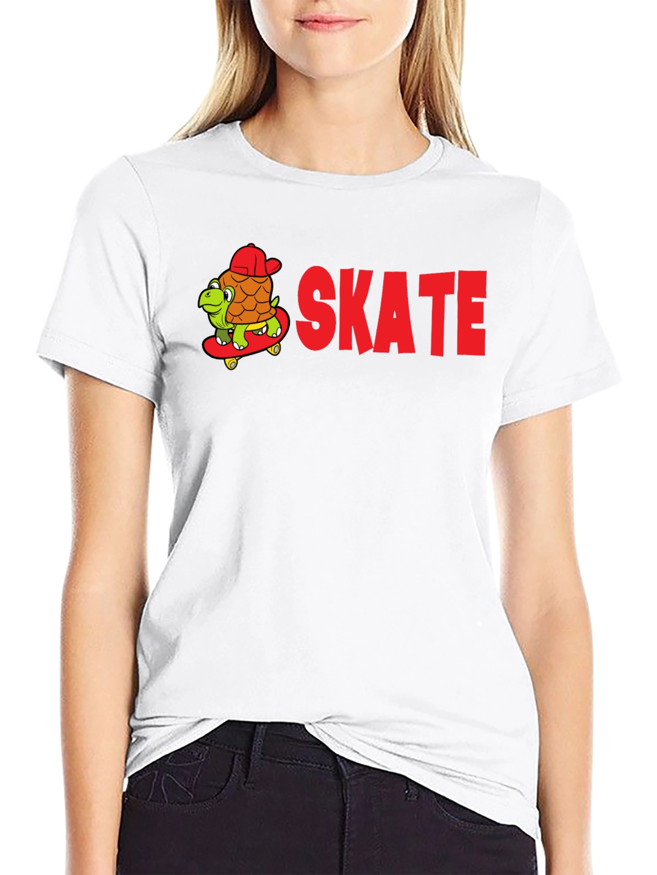 Skateboarding Turtle Graphic Tee - Fun Cartoon Design