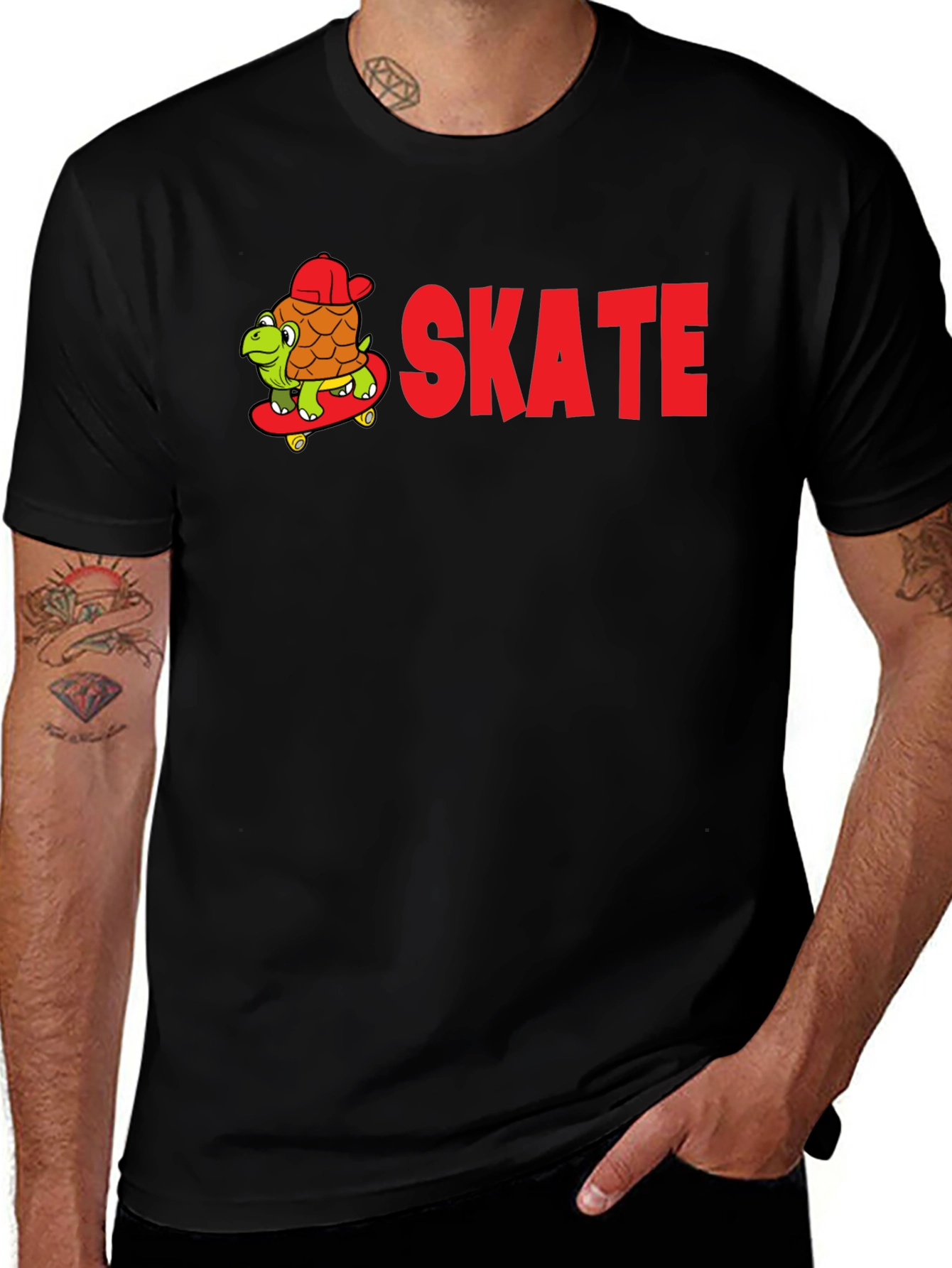 Skateboarding Turtle Graphic Tee - Fun Cartoon Design
