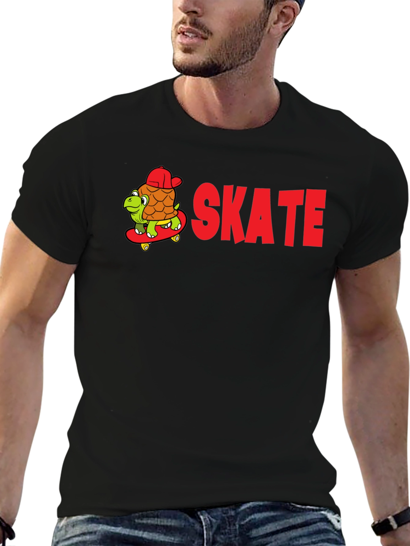 Skateboarding Turtle Graphic Tee - Fun Cartoon Design