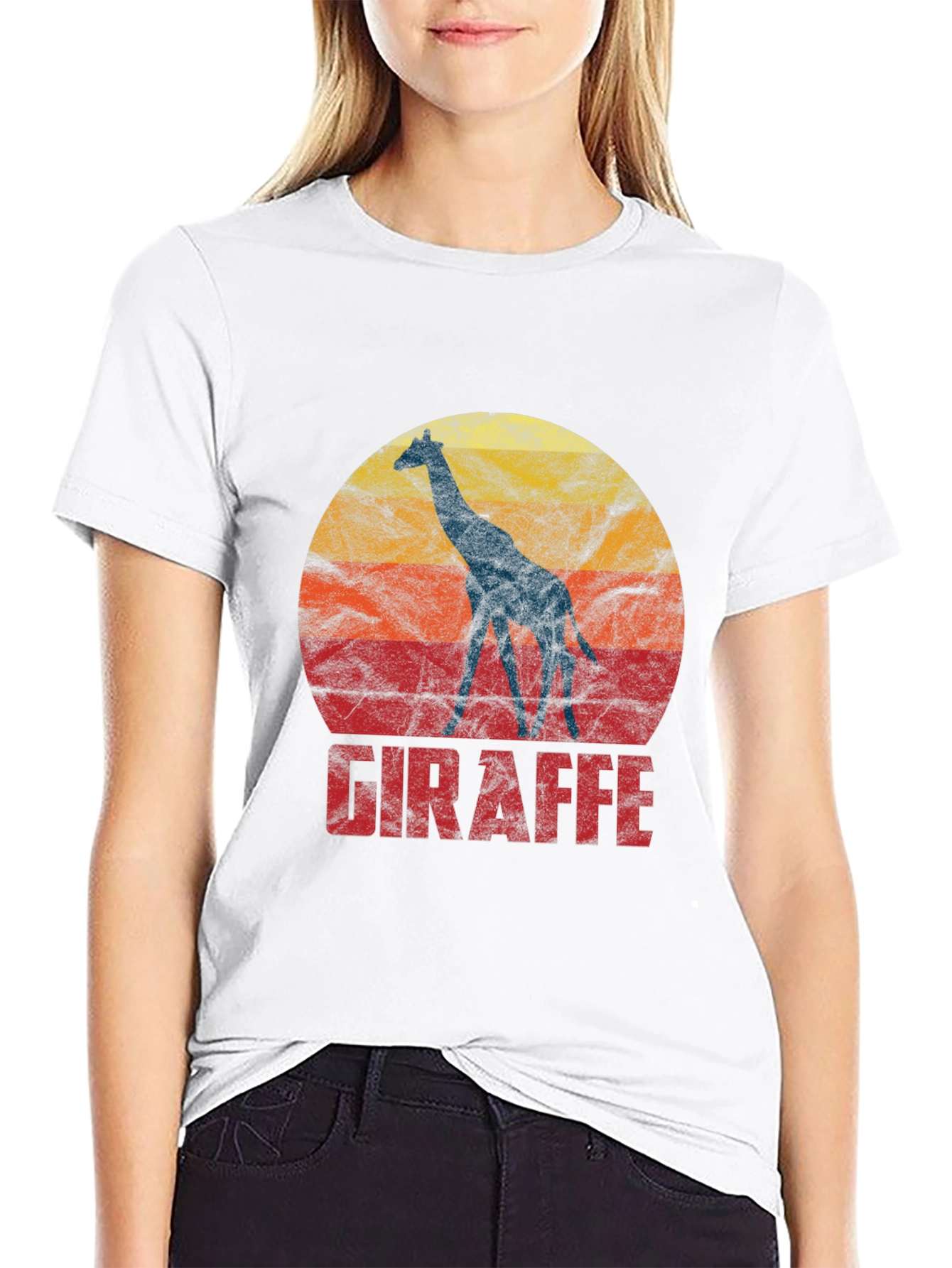 Giraffe Silhouette Retro Graphic T-Shirt