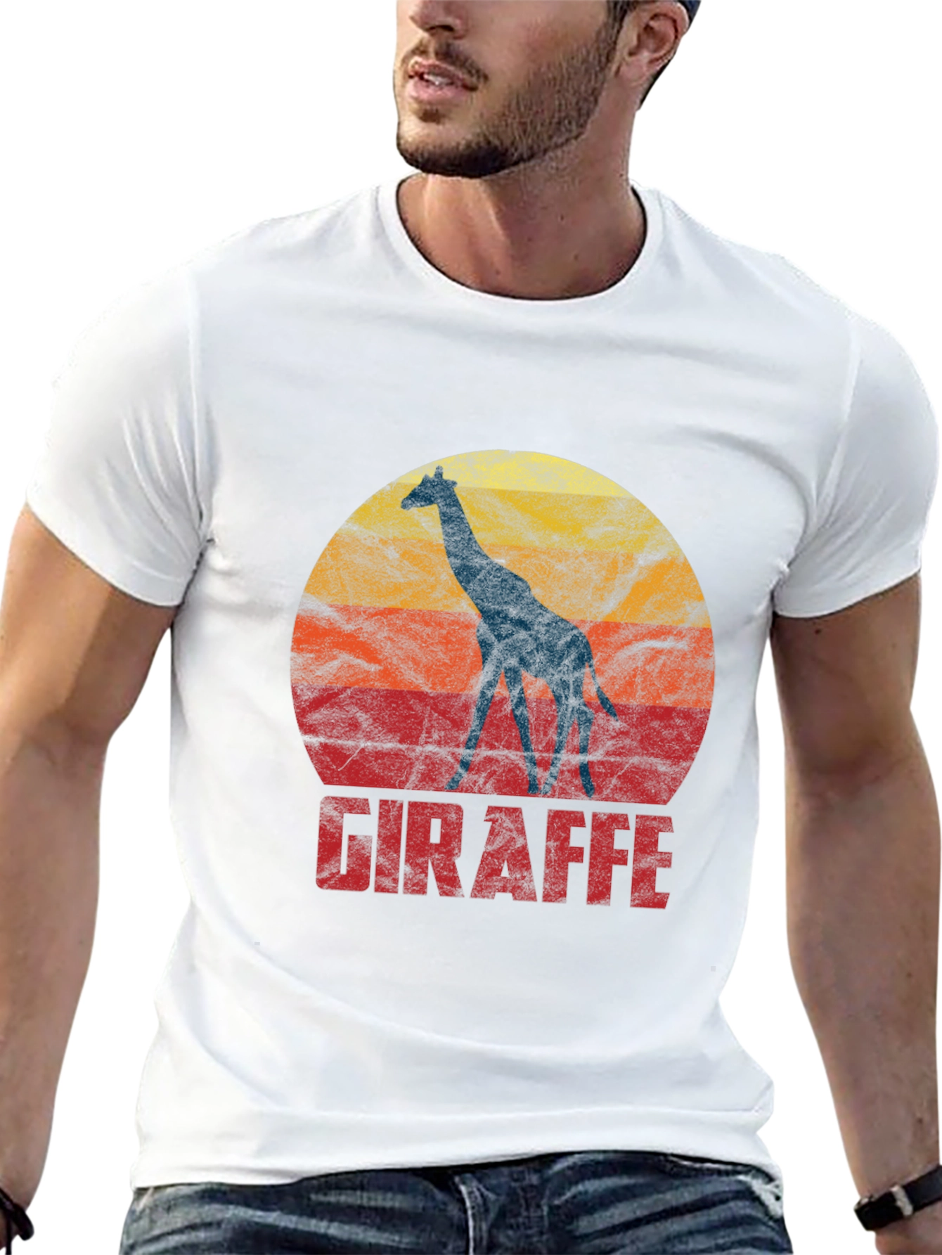 Giraffe Silhouette Retro Graphic T-Shirt