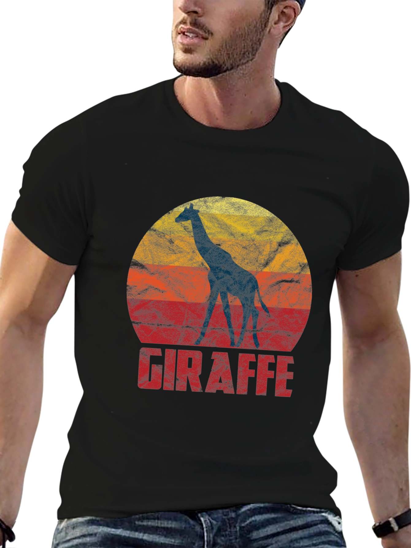 Giraffe Silhouette Retro Graphic T-Shirt