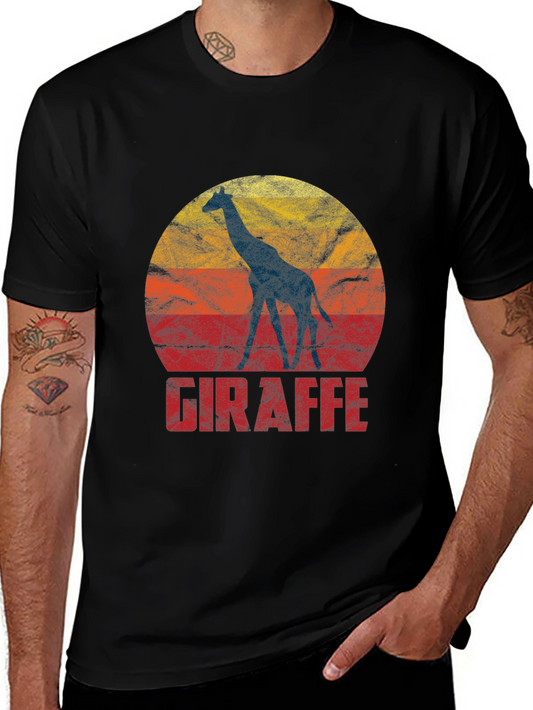 Giraffe Silhouette Retro Graphic T-Shirt