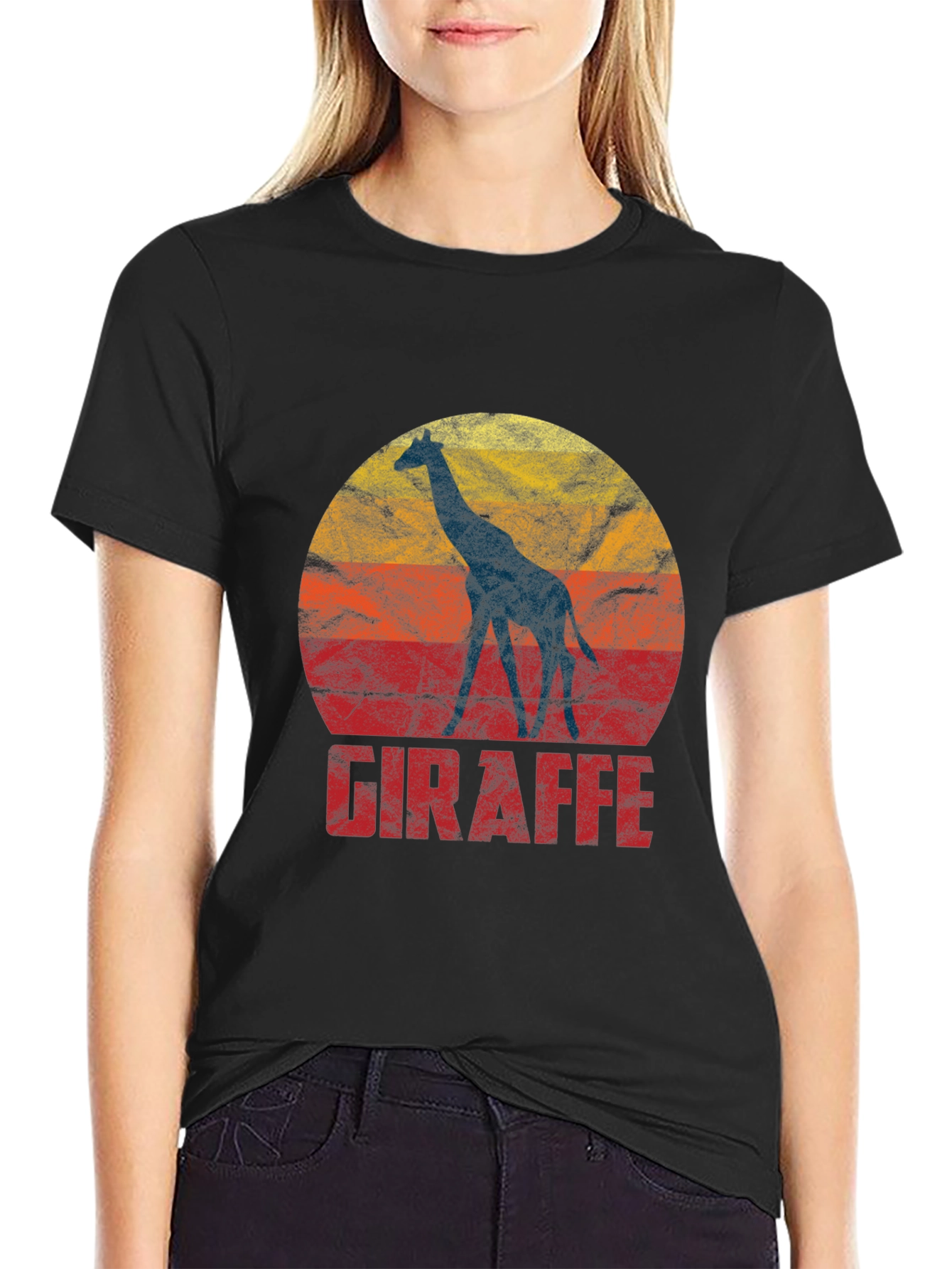 Giraffe Silhouette Retro Graphic T-Shirt