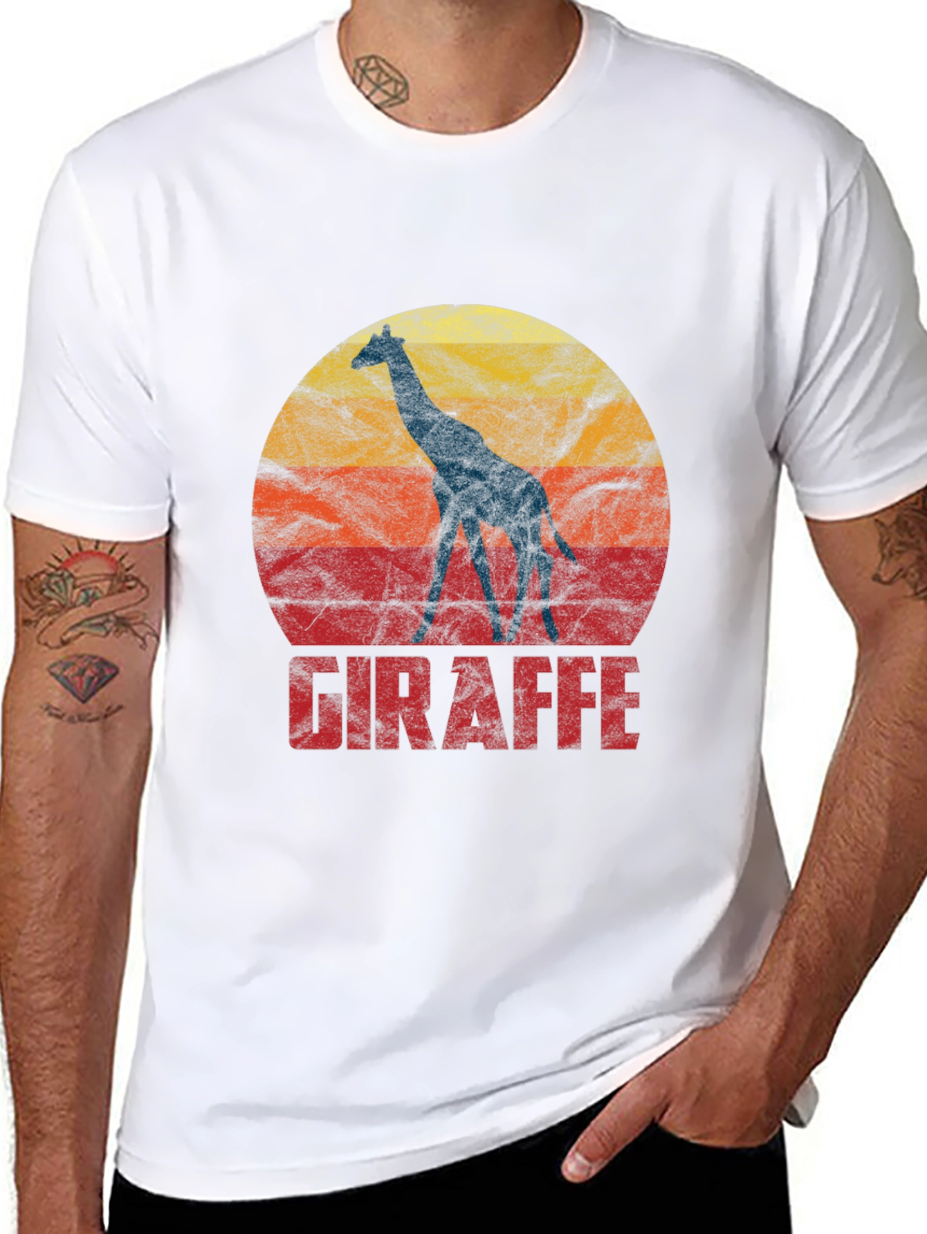 Giraffe Silhouette Retro Graphic T-Shirt