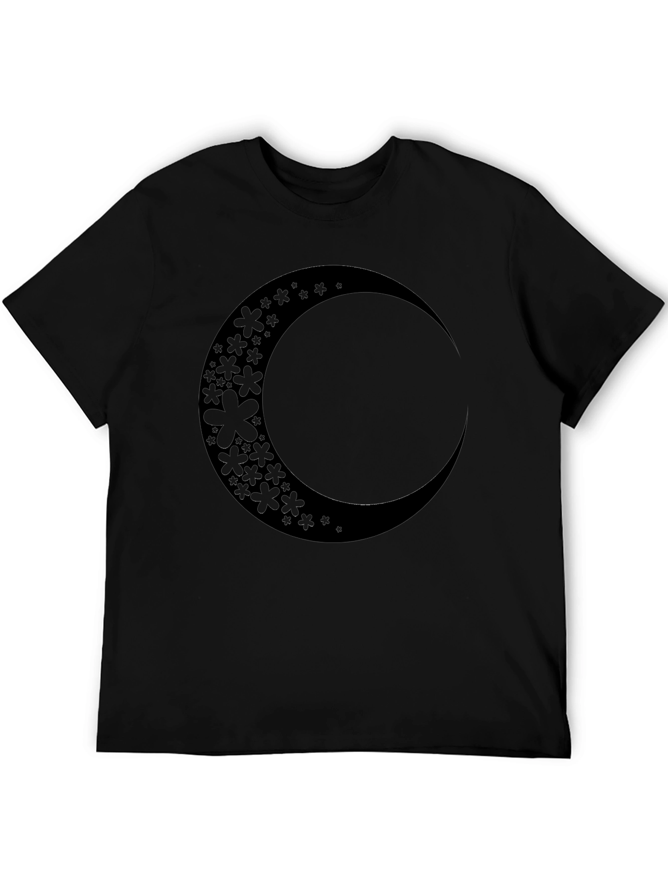 Floral Crescent Moon Black Graphic Tee