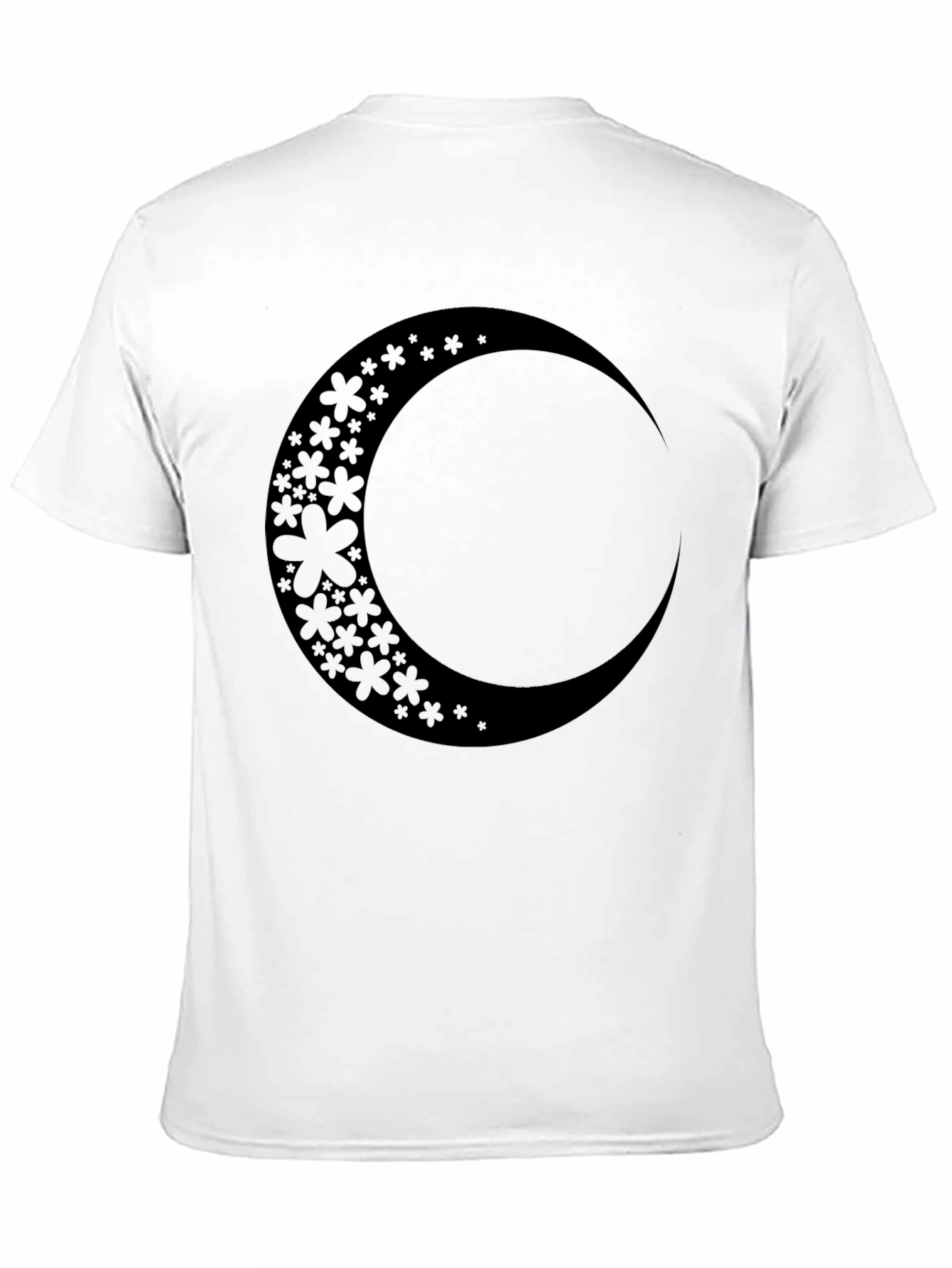 Floral Crescent Moon Black Graphic Tee