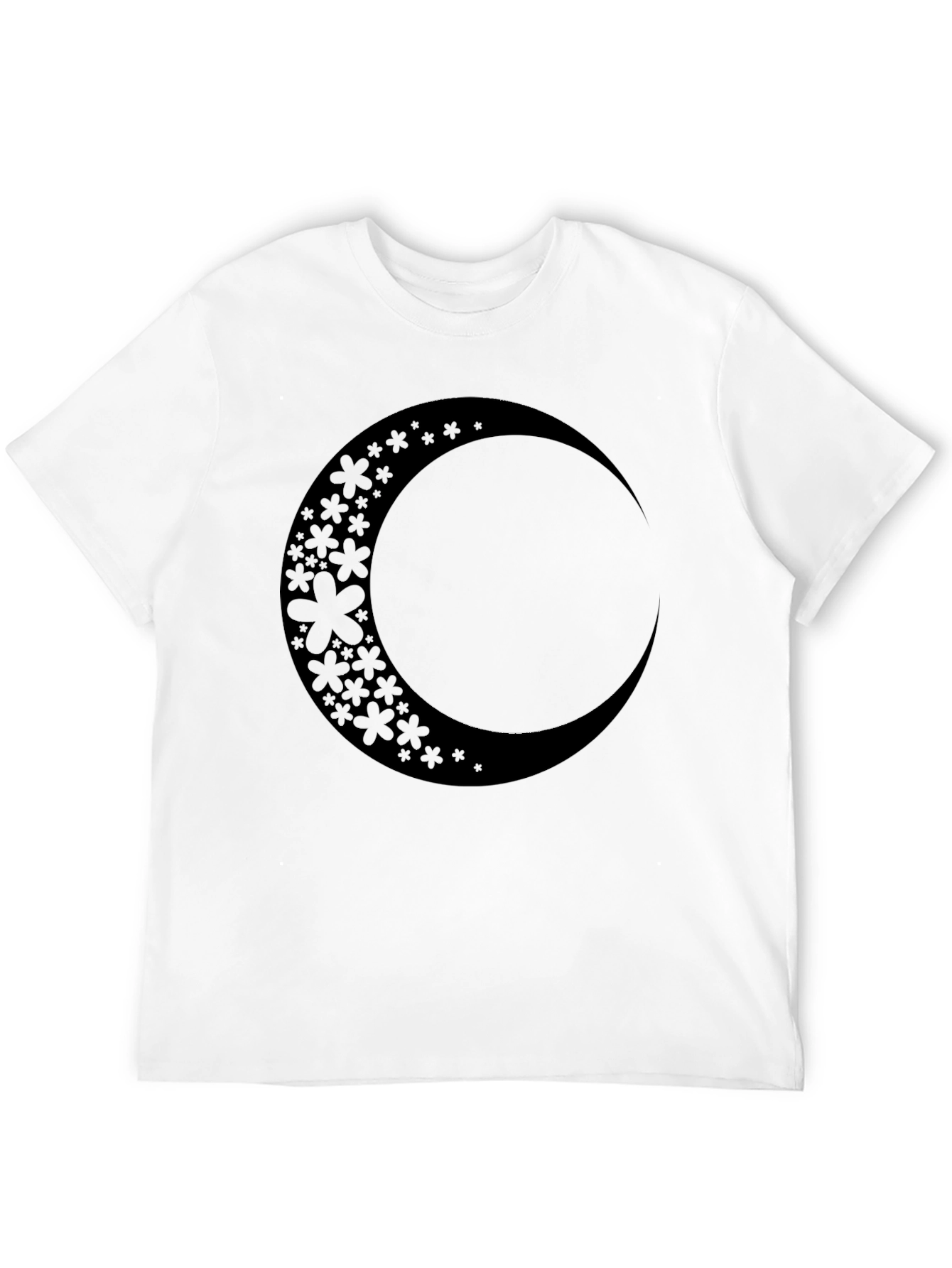 Floral Crescent Moon Black Graphic Tee
