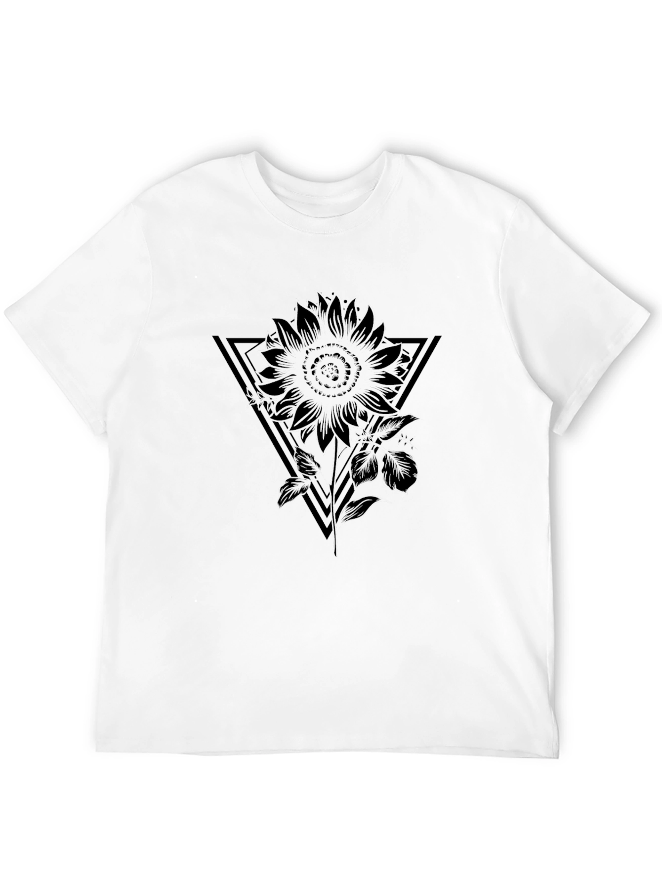 Black Sunflower Triangle Graphic T-Shirt