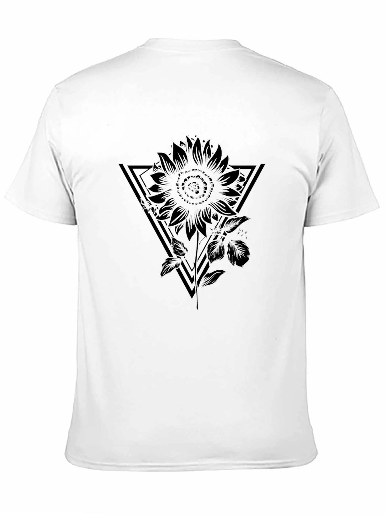 Black Sunflower Triangle Graphic T-Shirt