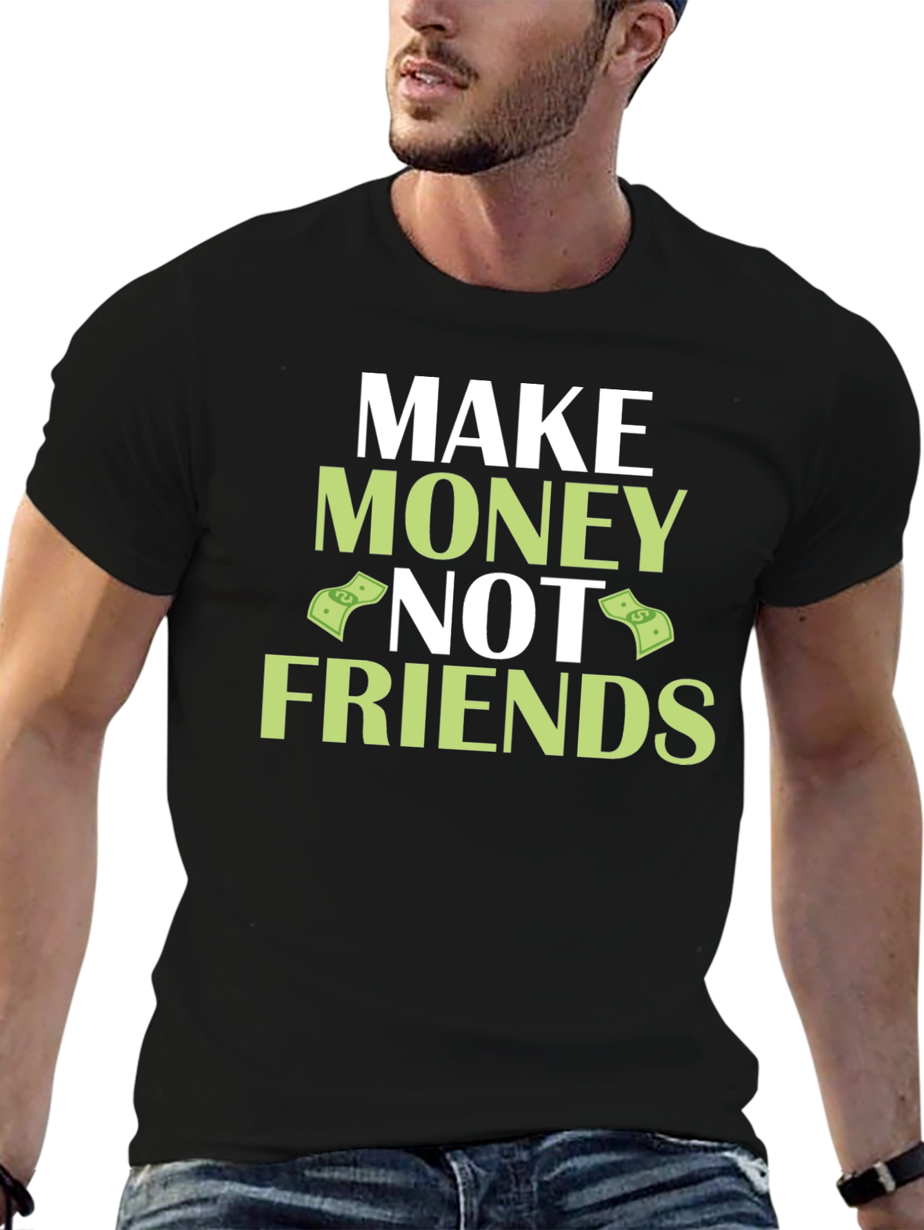 Make Money Not Friends Black Graphic Tee