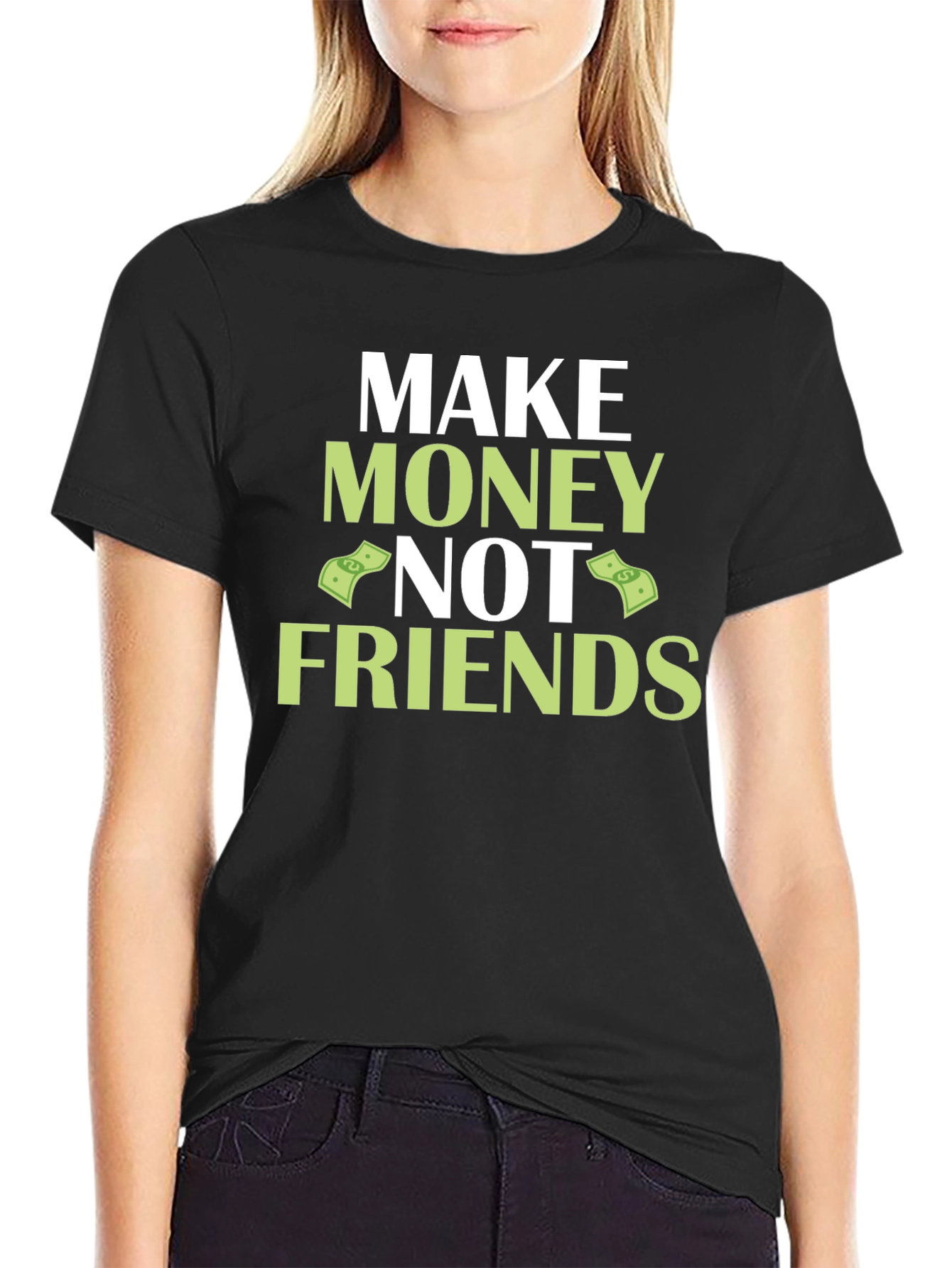Make Money Not Friends Black Graphic Tee