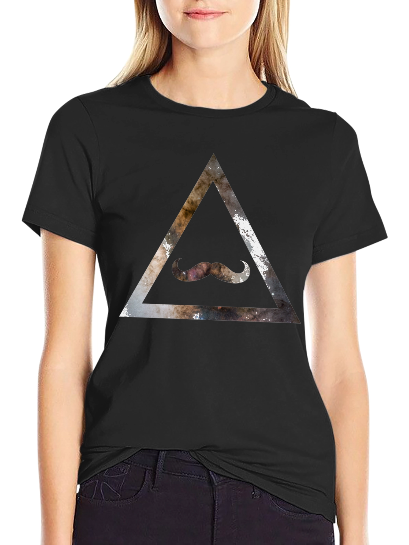Cosmic Mustache Triangle Graphic Tee