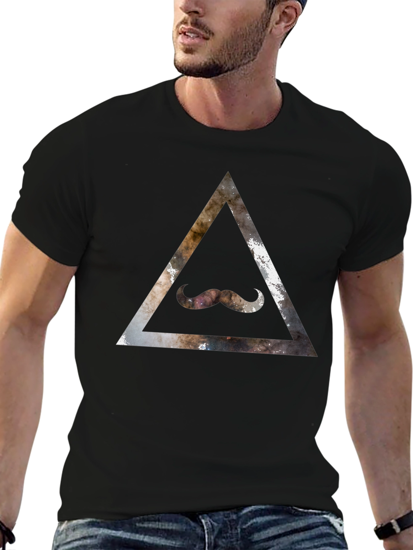 Cosmic Mustache Triangle Graphic Tee