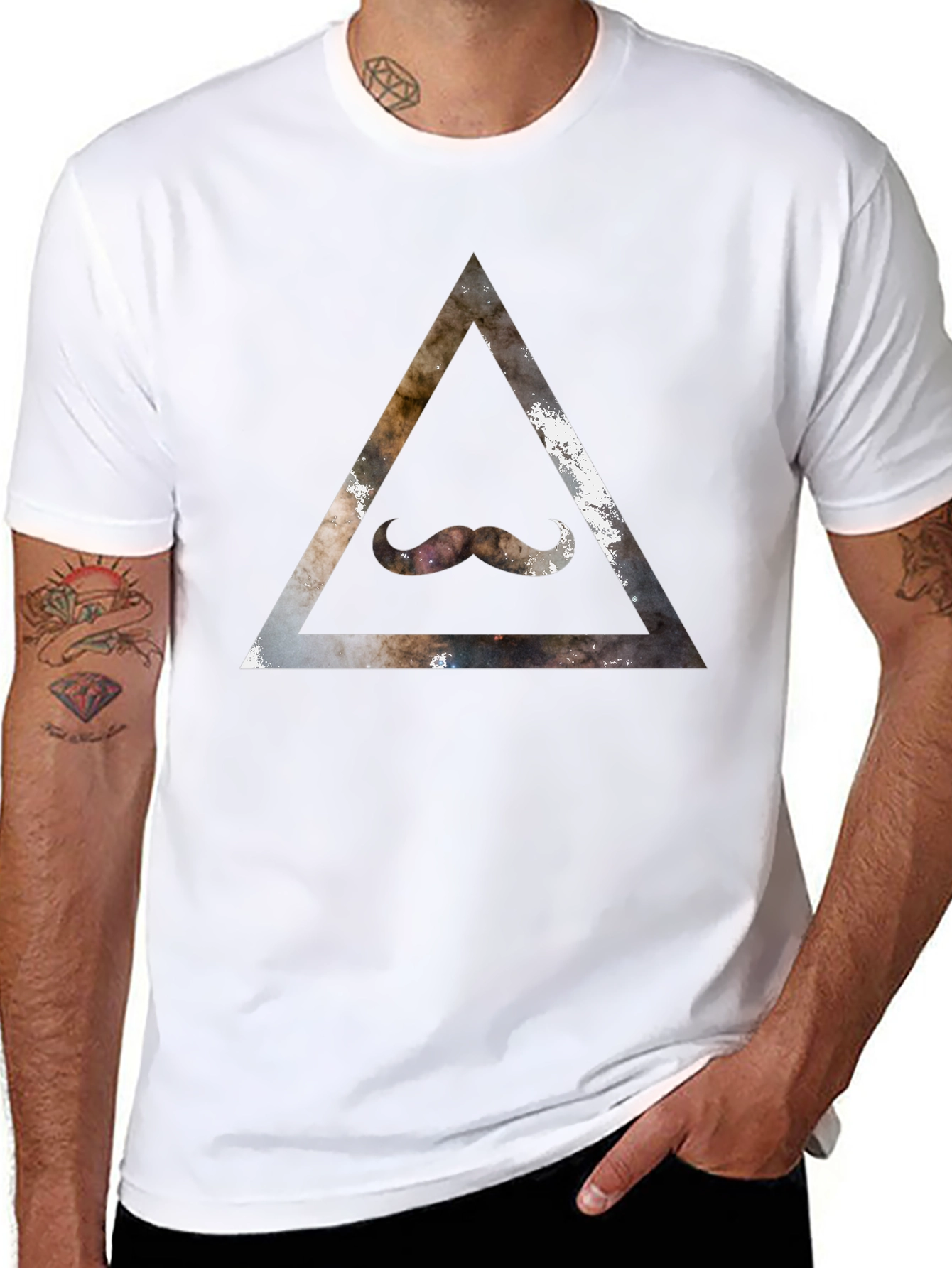 Cosmic Mustache Triangle Graphic Tee