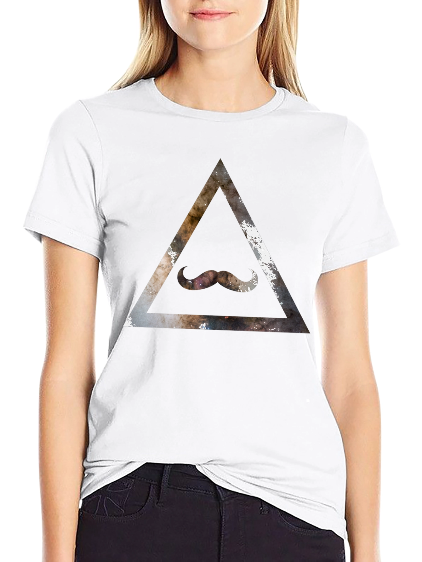 Cosmic Mustache Triangle Graphic Tee