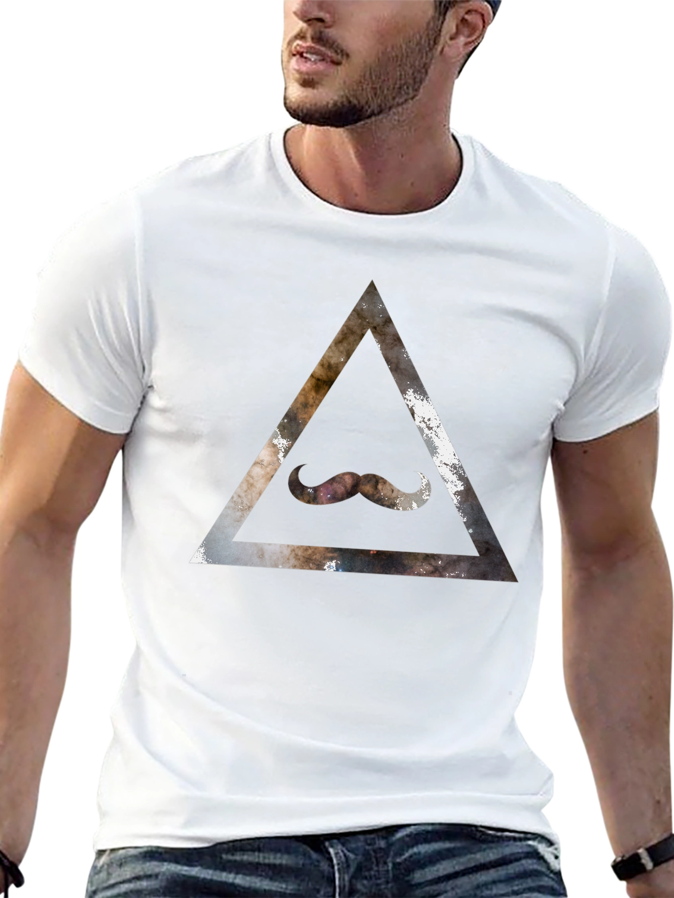 Cosmic Mustache Triangle Graphic Tee