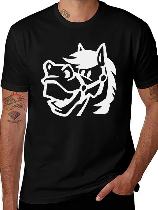 Funny Horse Graphic Black T-Shirt