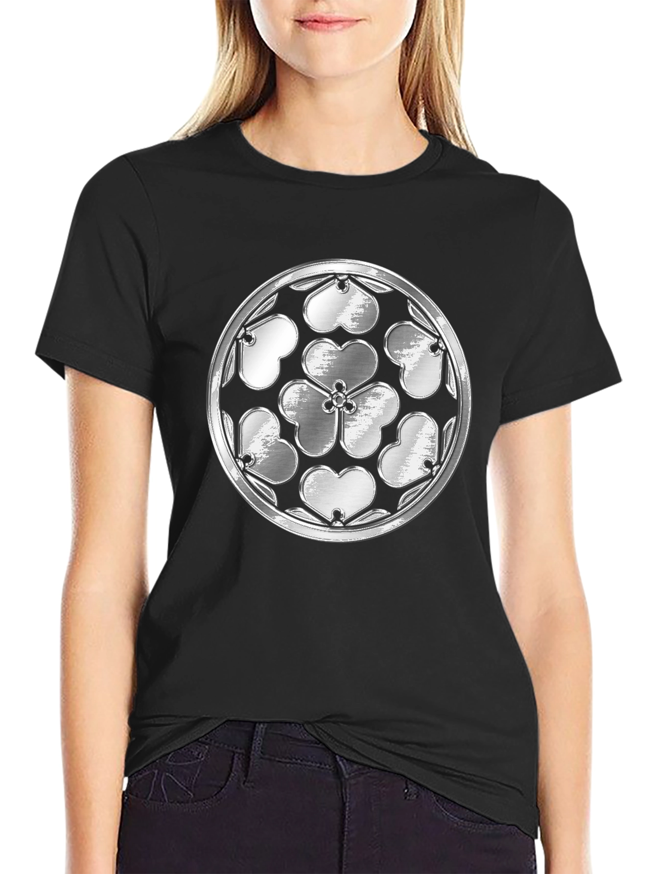 Shamrock Rosette Graphic Tee - Black