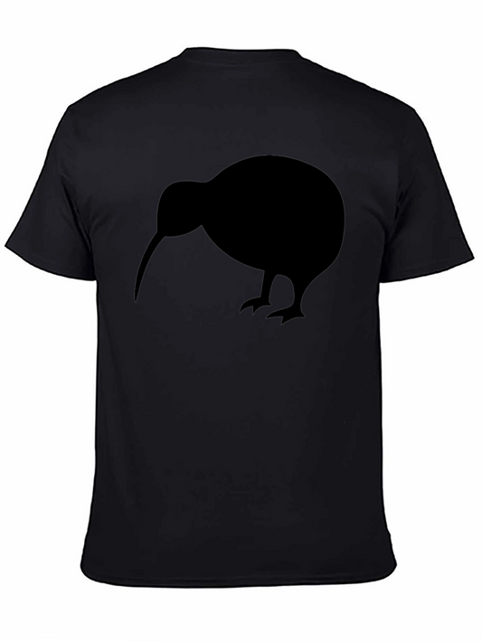 Kiwi Bird Graphic Tee - Black Cotton Shirt