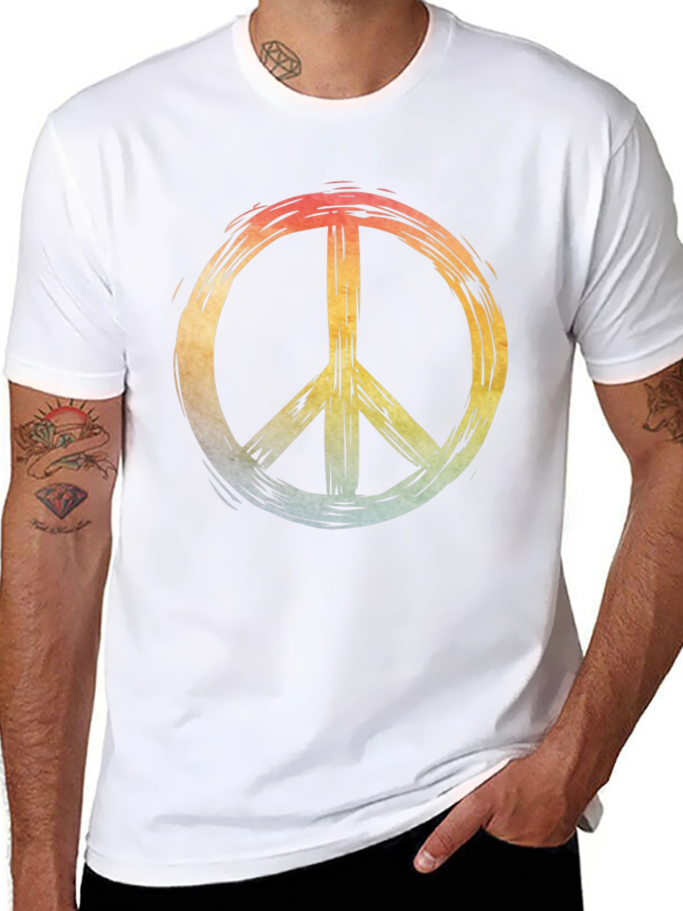 Retro Peace Sign Graphic Black T-Shirt
