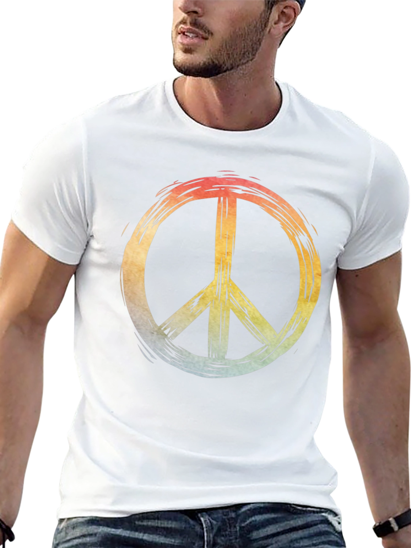 Retro Peace Sign Graphic Black T-Shirt