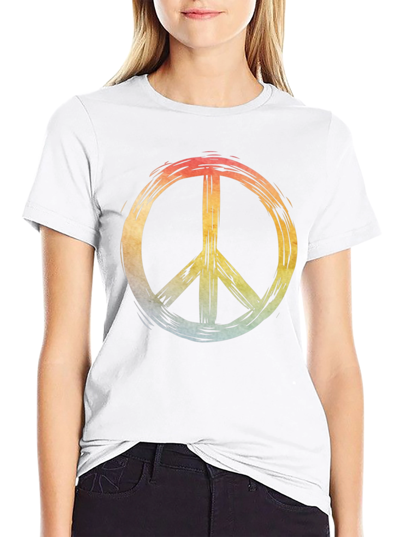 Retro Peace Sign Graphic Black T-Shirt